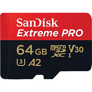 Карта SanDisk Extreme PRO MicroSDXC 64 ГБ, класс 10 UHS-I/U3 A2 V30 (SDSQXCU-064G-GN6MA)