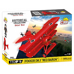 COBI 2986 Vēsturiskā kolekcija Great War Fokker Dr.1 Red Baron 174 vienības