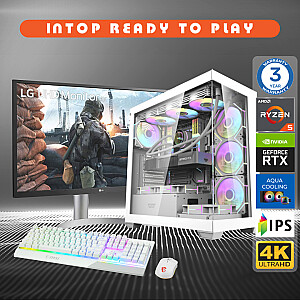 INTOP AQUA Ryzen 5 7600X 16GB DDR5 1TB SSD M.2 NVME RTX4060Ti 8GB Windows 11 + LG 27UL550P-W 4K IPS 27 " + MSI Vigor GK30 - keyboard and mouse set