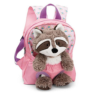 NICI 49845 Mugursoma 21x26 cm rozā + talismans Raccoon 25 cm