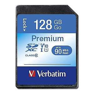 Verbatim Premium U1 128GB (90MB/s) 10. klases UHS-1 V10 SDXC atmiņas karte