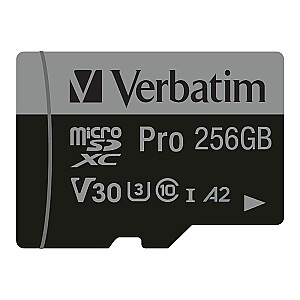 Карта памяти SD MicroSD 256 ГБ Verbatim SDHC Pro Class 10 + адаптер розничная продажа