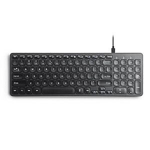 Perixx PERIBOARD-215 šķērveida vadu tastatūra, īpaši plakana, melna, 4x HUB (2x USB-A, 2x USB-C)