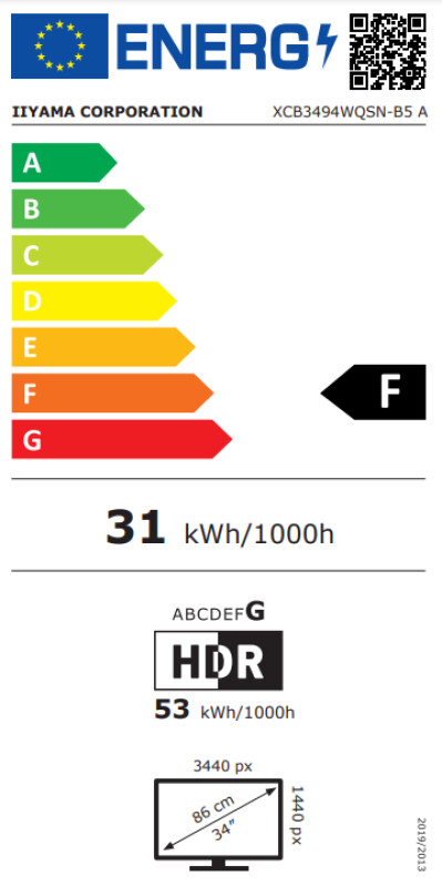 Iiyama  IIYAMA XCB3494WQSN-B5 34inch ETE UW IPS