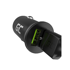 Green Cell GC CADM-GC-36AA - USB-Ladegeraet 36 W 2x USB-A melns lukturītis, GPS, Austiņas, Mobilais telefons, Navigators, Cits, Pārnēsājams skaļrunis, Barošanas banka, Viedtālrunis, Viedpulkstenis, Planšetdators, Telefons, Universāla melna cigarete vieglāka ātrās uzlādes automātiskā uzlāde, 