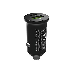 Green Cell GC CADM-GC-38AC - USB lādētājs 38 W 1x USB-C USB-A melns lukturītis, GPS, Austiņas, Mobilais telefons, Navigators, Cits, Pārnēsājams skaļrunis, Barošanas banka, Viedtālrunis, Viedpulkstenis, Planšetdators, Universāla melna cigarete šķiltavas Ātra uzlāde Automātiska, Iekštelpu