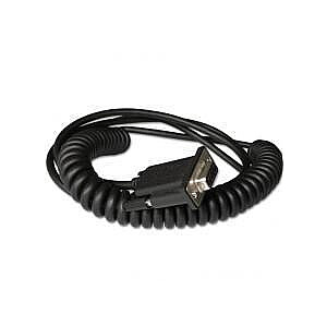 Cable: RS232 (5V signals), black, DB9 Female, 3m (9.8 ´), coiled, 5V external power with option power on pin 9, w/o ferrite