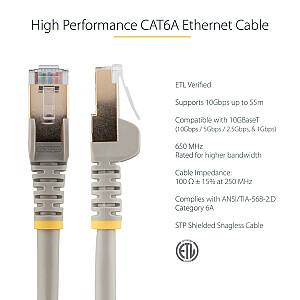 7-метровый кабель Ethernet CAT6A, серый/серый — экранированный медный провод