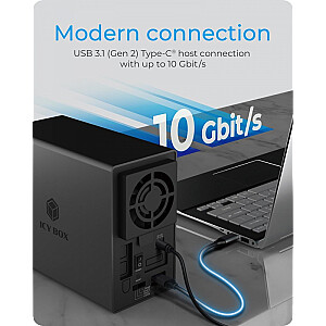 IB-RD3802-C31 RAID korpuss 2 SATA cietie diski uz 1 USB 3.1 Gen 2 Type-C, RAID 0.1