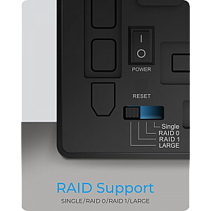 IB-RD3802-C31 RAID korpuss 2 SATA cietie diski uz 1 USB 3.1 Gen 2 Type-C, RAID 0.1