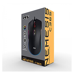 Nemesis C365 vadu spēļu pele 6400DPI 7P programmējamas pogas ar RGB LED aizmugurgaismojumu melns