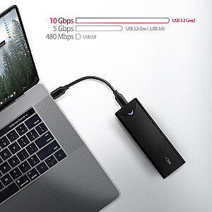 EEM2-UB2 Внешний алюминиевый корпус, USB-C 3.2 Gen 2 — твердотельный накопитель M.2 NVMe, длина от 42 до 80 мм, черный