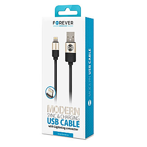 Forever Modern kabelis USB - Lightning 1,0 m 2A melns