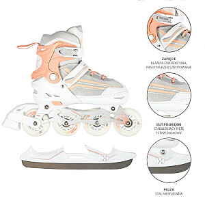 NILS EXTREME NH18190 2IN1 INLINE SKATES WHITE/PINK SIZE. S (29-33) WITH INTERCHANGEABLE HOCKEY SKATES