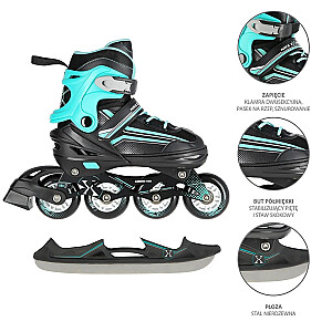 NILS EXTREME NH18190 2IN1 SKATES BLACK/BLUE SIZE. M (34-38)) WITH INTERCHANGEABLE HOCKEY SKATES