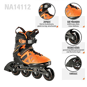 NA14112 BLACK AND ORANGE SIZE M. 44 NILS EXTREME INLINE SKATES