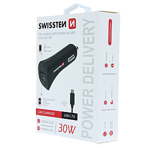 Swissten Power Delivery Auto Lādētājs 12 / 24V / 2.4A / 30W + Micro USB vads 1.5m