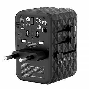 Adapter podróżny UTA-05 32120 ładowarka GaN 65W 180 krajów, 2x USB-C, 2x USB-A, PD 65W, QC 4+ 