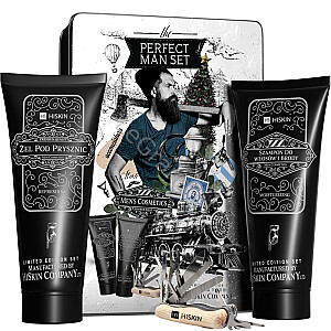 HISKIN SET The Perfect Man Set mitrinošs šampūns matiem un bārdai 200ml + atsvaidzinoša ķermeņa mazgāšanas želeja 200ml