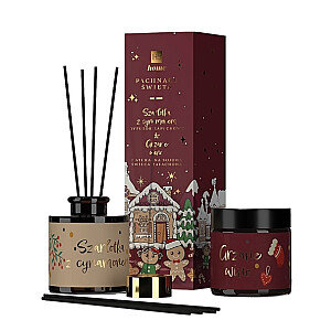 HISKIN SET Aromātiskais Ziemassvētku aromātu difuzors Ābolu pīrāgs ar kanēli 80ml + dabīgā sojas svece Karstvīns 100ml