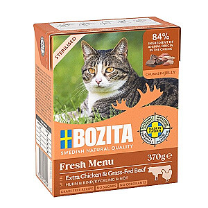 BOZITA Fresh Menu Sterilized Extra Vistas ar liellopu gaļu - mitrā kaķu barība - 370 g