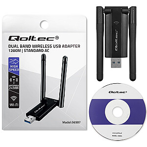 Быстрый беспроводной USB-адаптер DUAL Wi-Fi 2 x 2dBi | стандарт переменного тока | USB 3.0 | 1200 Мбит/с 