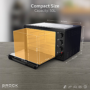 BROCK Электрическая духовка с инфракрасными варочными панелями, 50 л, 1800 Вт