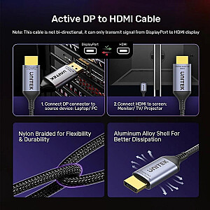 UNITEK CABLE DISPLAYPORT 1.4 TO HDMI 2.1, 8K, 1,8M