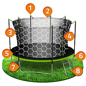 Садовый батут 12 футов/374 см с внутренней сеткой и лестницей Neo-Sport
