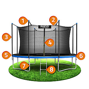 Садовый батут 12 футов/374 см с внутренней сеткой и лестницей Neo-Sport