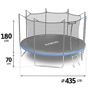 14 pēdu/435 cm dārza batuts ar iekšējo tīklu un neosporta kāpnēm