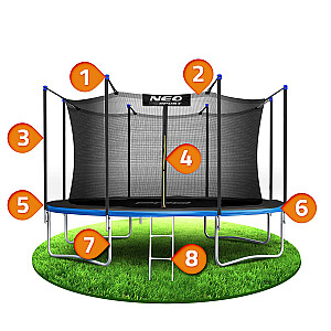 Садовый батут 14 футов/435 см с внутренней сеткой и лестницей Neo-Sport