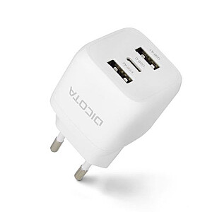 Ładowarka GaN 32W 2xUSB-A 1xUSB-C biała 