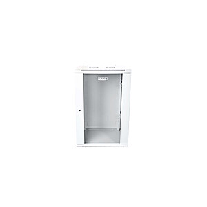 Wall-hung network cabinet 19" 21U rack 600x600, door glass, grey, undivided, folded, 60kg