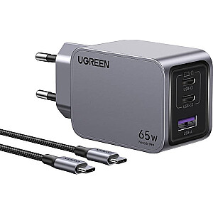 Lādētājs Ugreen maiņstrāvas lādētājs UGREEN Nexode Pro USB-A, 2xUSB-C 65W + USB-C/USB-C kabelis 1,5 m melns