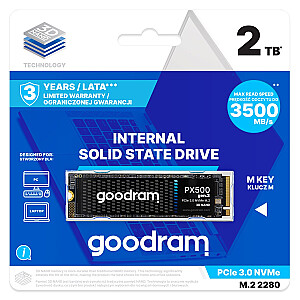 Iekšējais cietvielu diskdzinis Goodram PX500 GEN.3 SSDPR-PX500-02T-80-G3 2,05 TB M.2 PCI Express 3.0 NVMe 3D NAND