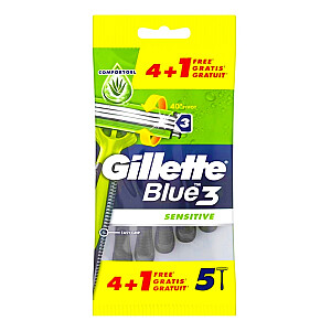 GILLETTE Blue III Sensitive vienreizējās lietošanas skuveklis 5 gab.