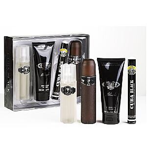 CUBA ORIĢINĀLAIS KOMPLEKTS Cuba Black EDT aerosols 100 ml + EDT aerosols 35 ml + DUŠAS GELS 200 ml + AS aerosols 100 ml