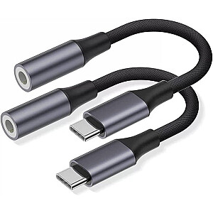 RoGer USB-C uz AUX 3,5mm Digitālais audio adapteris priekš tālruņiem Samsung, Google, OnePlus(DAC 24 bit 48KHz)