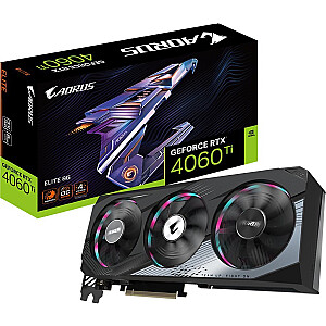 Gigabyte Aorus GeForce RTX 4060 Ti Elite 8 GB GDDR6 grafiskā karte (GV-N406TAORUS E-8GD)