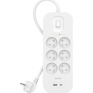 Belkin 2M, 6-portowa listwa + 1xUSB-A 1xUSB-C 650J