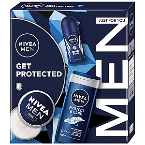 NIVEA SET Get Protected dušo želė 250ml + rutulinis antiperspirantas 50ml + universalus kremas 75ml