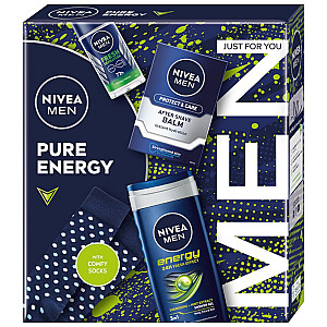 NIVEA SET Pure Energy purškiklis nuo prakaitavimo 150 ml + dušo želė 250 ml + kūno losjonas 250 ml