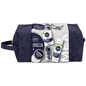 NIVEA SET Sensitive Elegance ritininis antiperspirantas 50 ml + universalus kremas 75 ml + skutimosi putos 200 ml + balzamas po skutimosi 100 ml