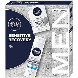 NIVEA SET Sensitive Recovery balzamas po skutimosi 100 ml + skutimosi putos 200 ml