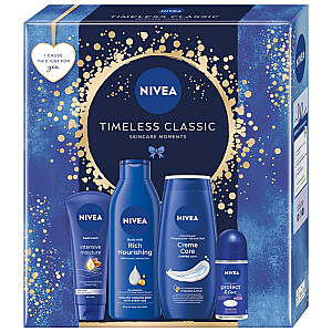 NIVEA SET Roku krēms Timeless Classic 100ml + dušas želeja 250ml + rullējamais pretsviedru līdzeklis 50ml + ķermeņa pieniņš 250ml