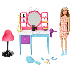 BARBIE HAIR SALON TOTALLY HAIR SET + DOLL HKV00