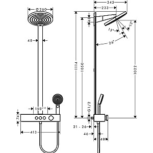 Pulsify 260 2 jet ar termostatu ShowerTablet Select 400 dušas sistēma, matēta melna