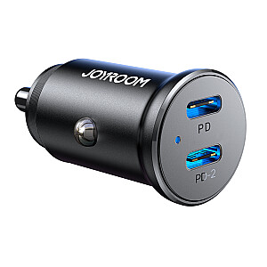 Joyroom JR-CCN06 30W 2x USB-C мини автомобильное зарядное устройство металл - черный