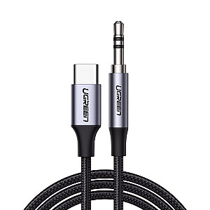 AUX cable 3,5 mm mini jack - USB Type C for smartphone 1m Black